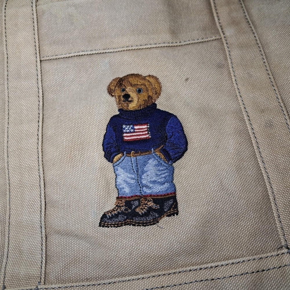 Vintage Polo Ralph Lauren Polo Bear Cotton Canvas Tote Bag Embroidered - Picture 3 of 8